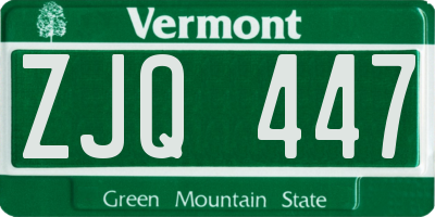 VT license plate ZJQ447