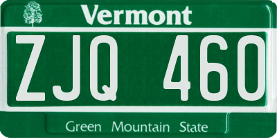 VT license plate ZJQ460