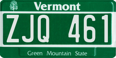 VT license plate ZJQ461