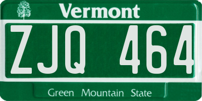 VT license plate ZJQ464
