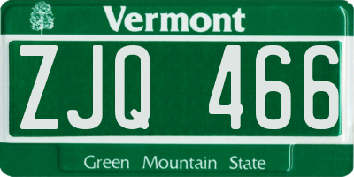 VT license plate ZJQ466