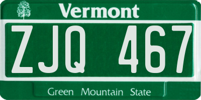 VT license plate ZJQ467