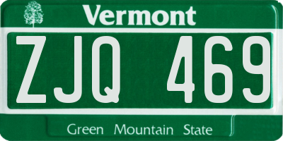 VT license plate ZJQ469
