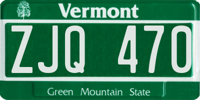 VT license plate ZJQ470