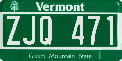 VT license plate ZJQ471