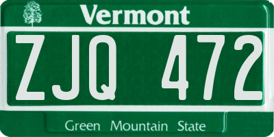 VT license plate ZJQ472