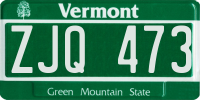 VT license plate ZJQ473