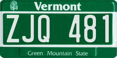 VT license plate ZJQ481