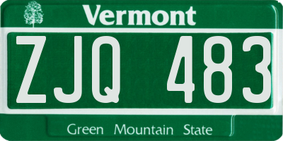 VT license plate ZJQ483