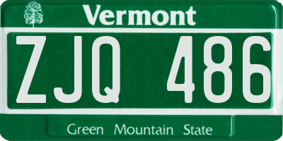 VT license plate ZJQ486