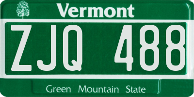 VT license plate ZJQ488
