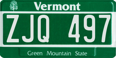 VT license plate ZJQ497