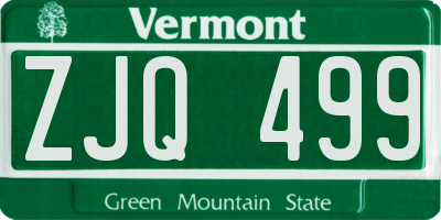 VT license plate ZJQ499