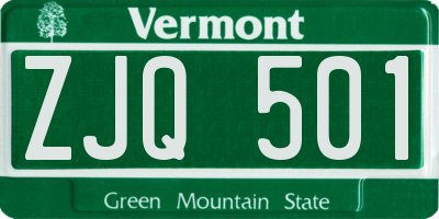VT license plate ZJQ501