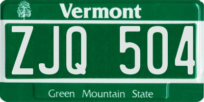 VT license plate ZJQ504