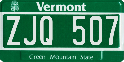 VT license plate ZJQ507