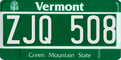 VT license plate ZJQ508