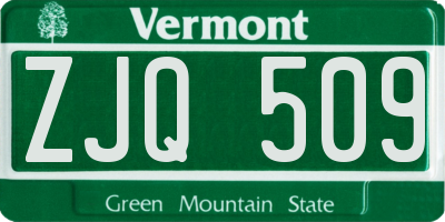 VT license plate ZJQ509