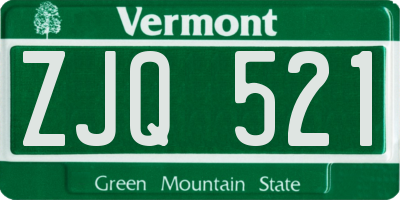 VT license plate ZJQ521