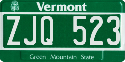 VT license plate ZJQ523