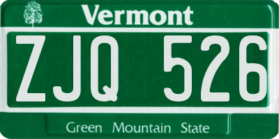 VT license plate ZJQ526
