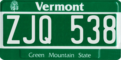 VT license plate ZJQ538