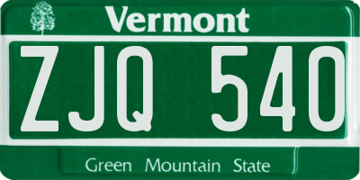 VT license plate ZJQ540