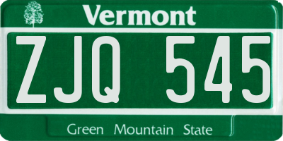 VT license plate ZJQ545