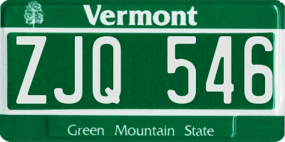 VT license plate ZJQ546