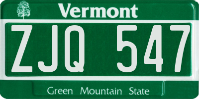 VT license plate ZJQ547