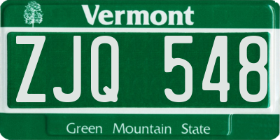VT license plate ZJQ548