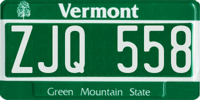 VT license plate ZJQ558