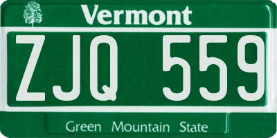 VT license plate ZJQ559
