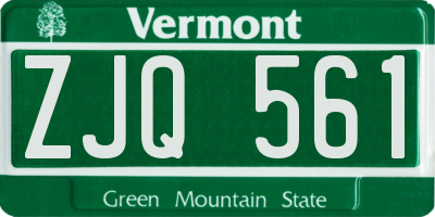 VT license plate ZJQ561