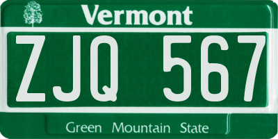 VT license plate ZJQ567