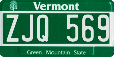VT license plate ZJQ569