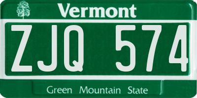 VT license plate ZJQ574