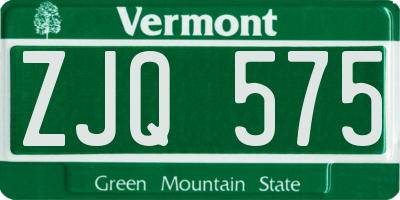 VT license plate ZJQ575