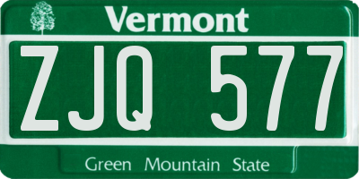 VT license plate ZJQ577