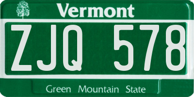 VT license plate ZJQ578