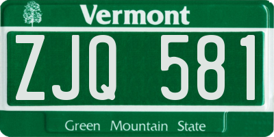 VT license plate ZJQ581