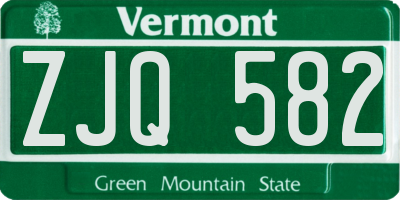 VT license plate ZJQ582