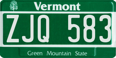 VT license plate ZJQ583