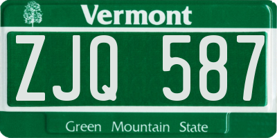VT license plate ZJQ587