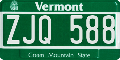 VT license plate ZJQ588