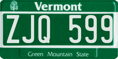 VT license plate ZJQ599