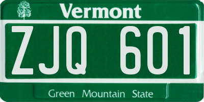 VT license plate ZJQ601