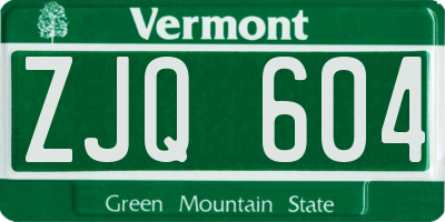 VT license plate ZJQ604