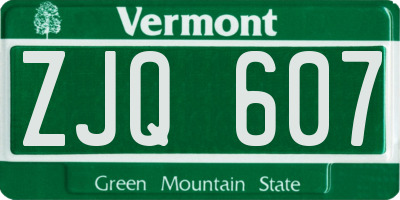 VT license plate ZJQ607