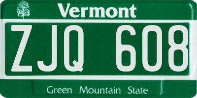 VT license plate ZJQ608